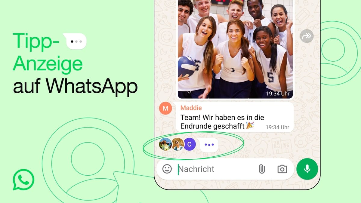 Die neue Tipp-Anzeige in WhatsApp