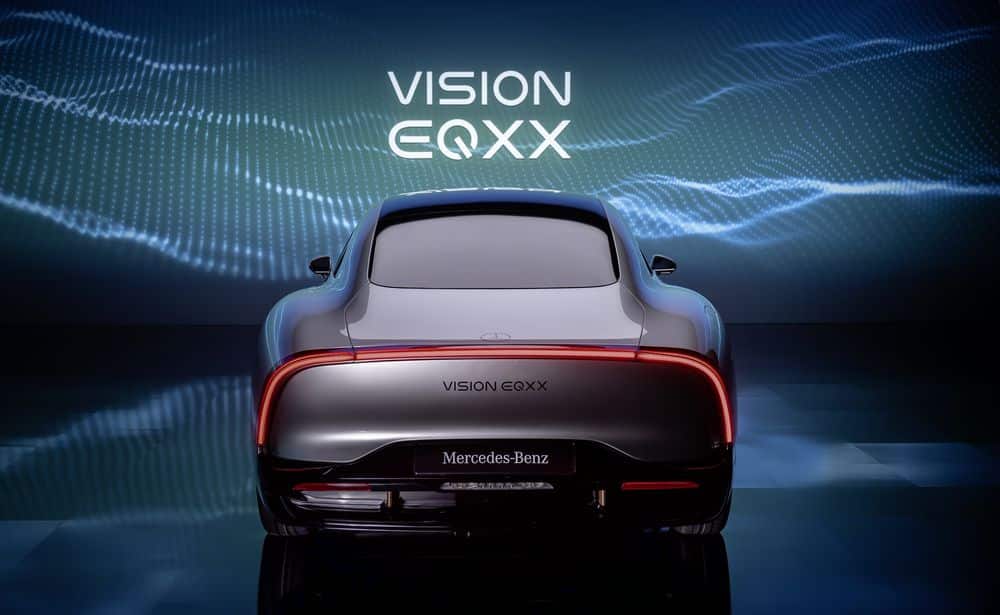 Mercedes EQXX Elektroauto-Konzept Ansicht von hinten.