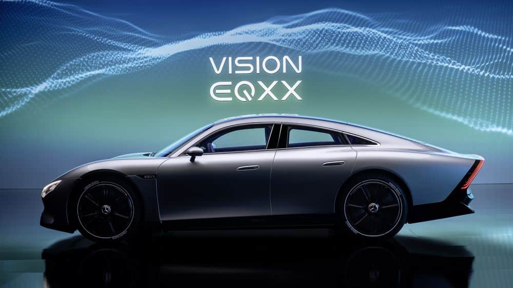 Mercedes EQXX Elektroauto-Konzept: Ansicht von der Seite.