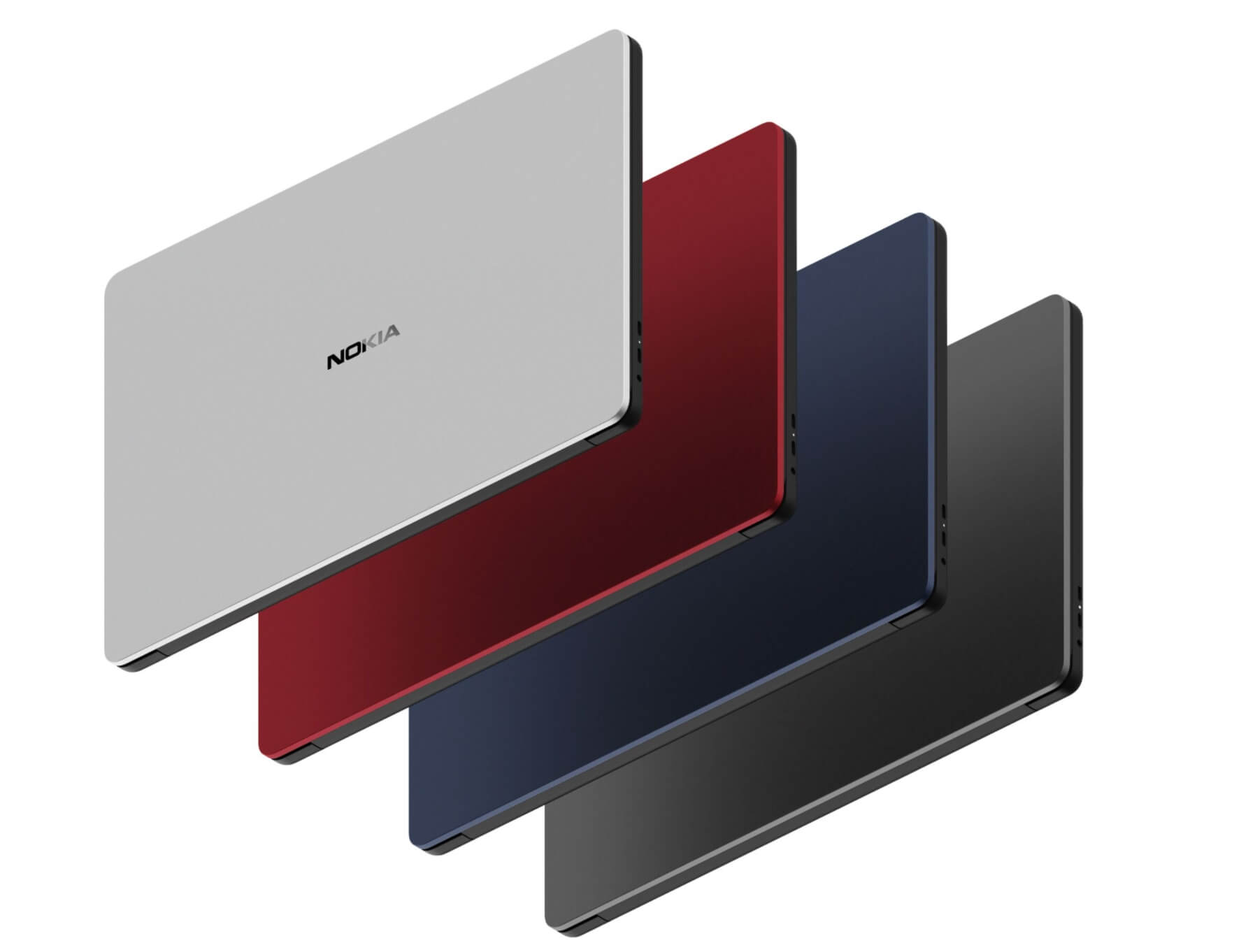 Nokia PureBook Pro erscheint in den Farben Silber, Rot, Blau und Schwarz.