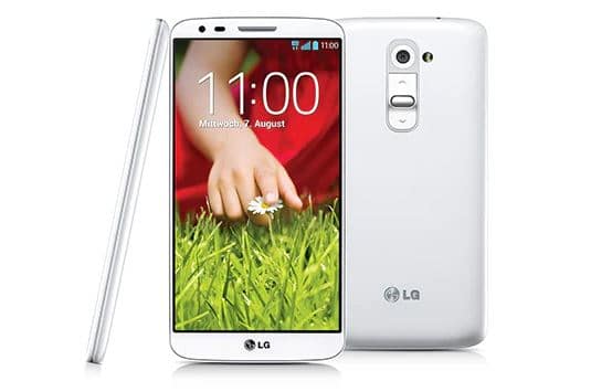 Das LG G2 mit den Tastenauf der Rückseite.