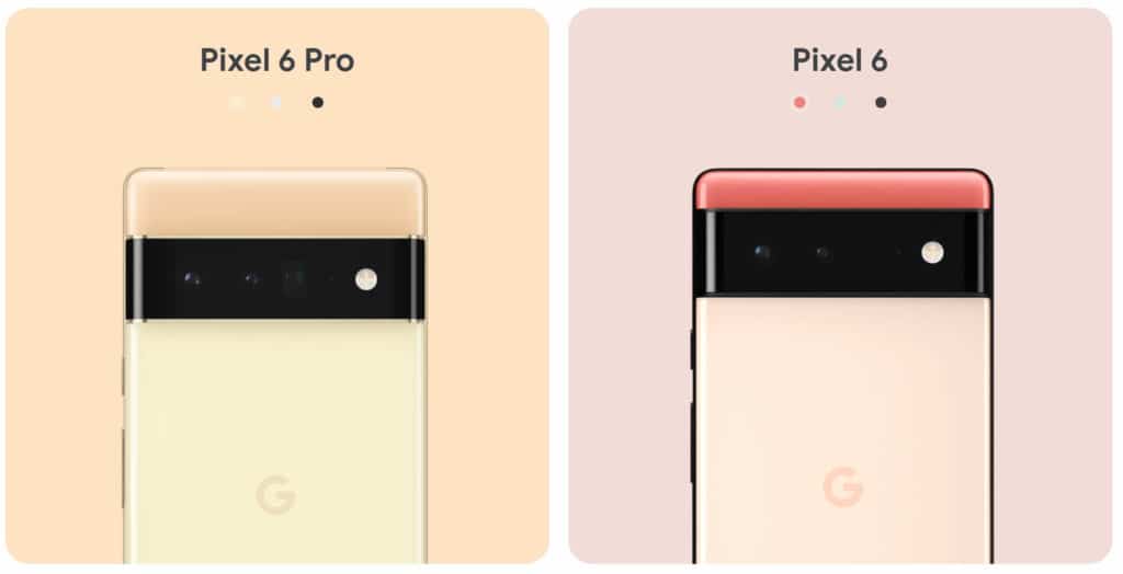 Google Pixel 6 und Pixel 6 Pro in den Farben Gelb und Rot.