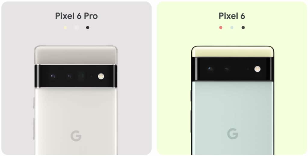 Google Pixel 6 und Pixel 6 Pro in verschiedenen Farben.