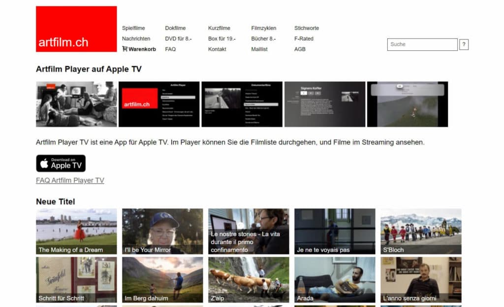 Artfilm: Streaming-Plattform für Schweizer Filme.