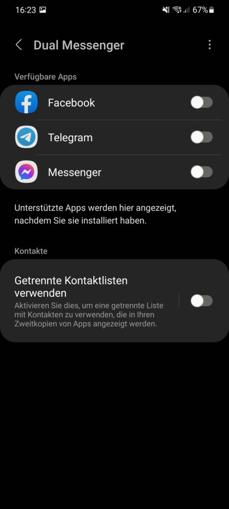 Dual Messenger in One UI