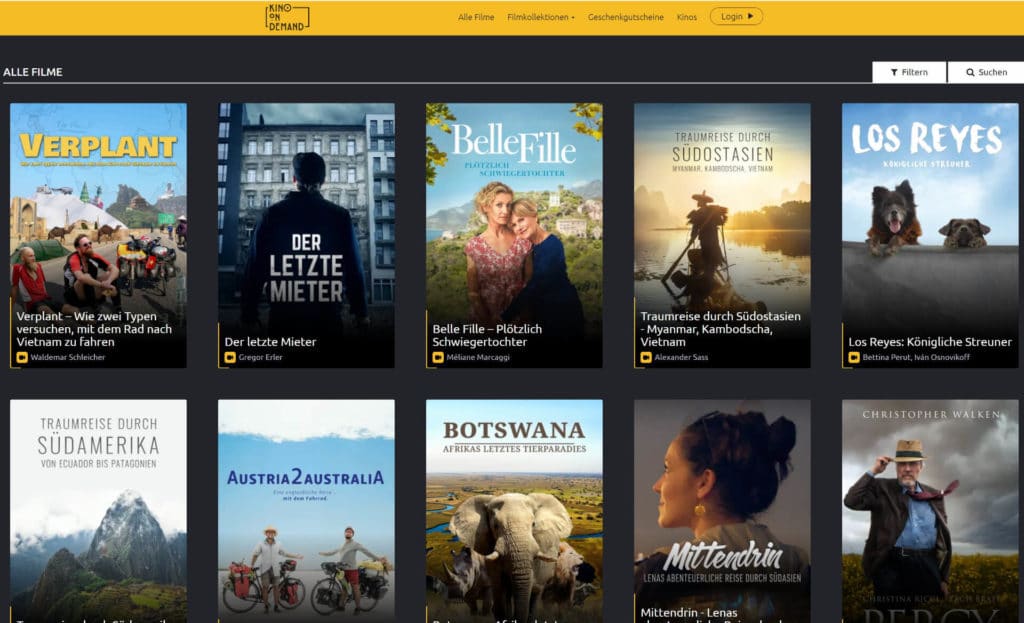Kino on Demand: Streaming-Anbiete raus der Schweiz für Filme.