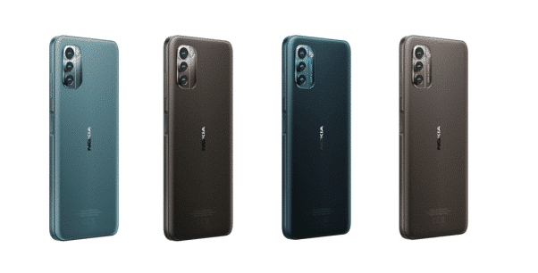 Nokia G11 in Ice und Charcoal und Nokia G21 in Nordic Blue und Dusk