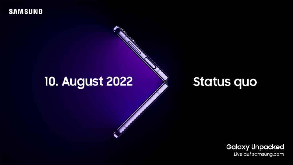Einladung für das Samsung Galaxy Unpacked Event im August 2022