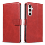 Samsung Galaxy Flip Cover Hülle aus Kunstleder mit Kartenfach und Notenfach. Rot.