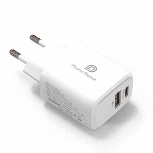 Lade-Adapter für USB-C und Lightning-Kabel. Quick Charge 3.0 und 20 Watt.