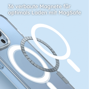 iPhone Clear Case Hülle mit MagSafe für kabelloses Laden: 36 verbaute Magnete für schnelles Laden.